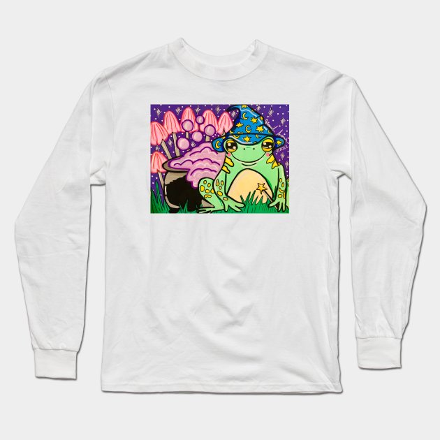 Frog Wizard with Potions Long Sleeve T-Shirt by Stay Weird Studio Art